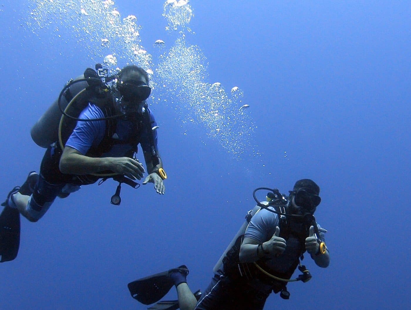 Two divers in open water